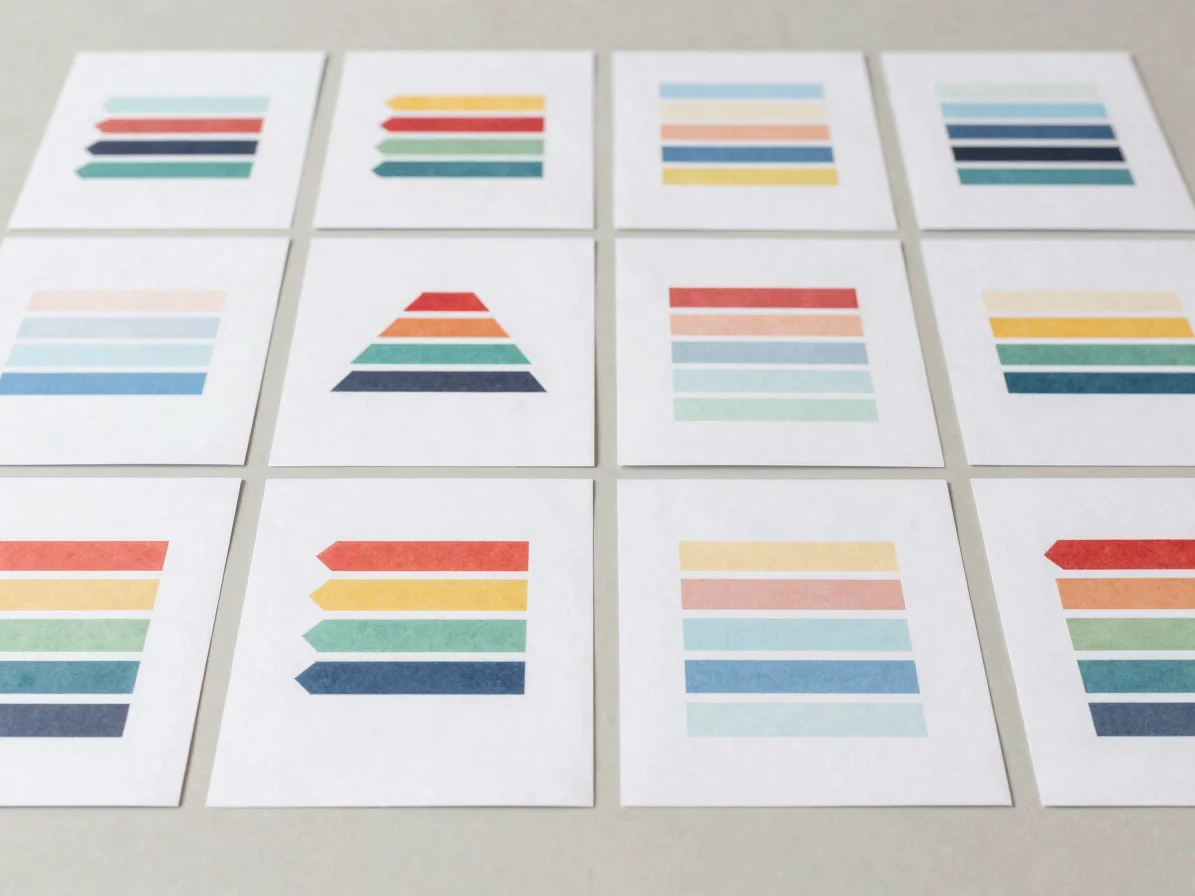 Orderly overhead study of vector artwork layers and color swatche