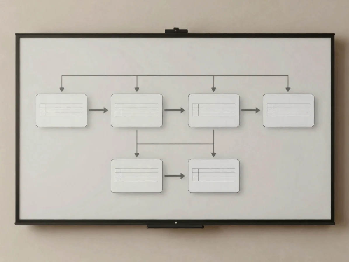 Clean workflow diagram on a neutral screen showing connected node